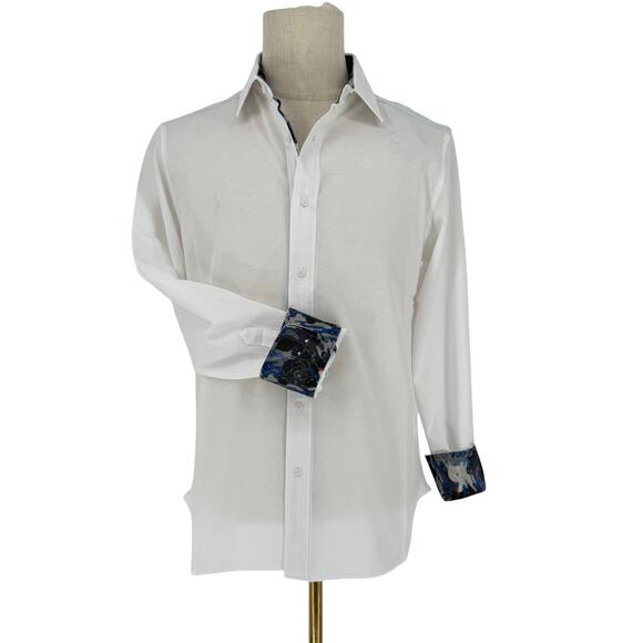 Robert Graham Casual Button Front Long Sleeve Shirt Solid White M - Picture 1 of 9